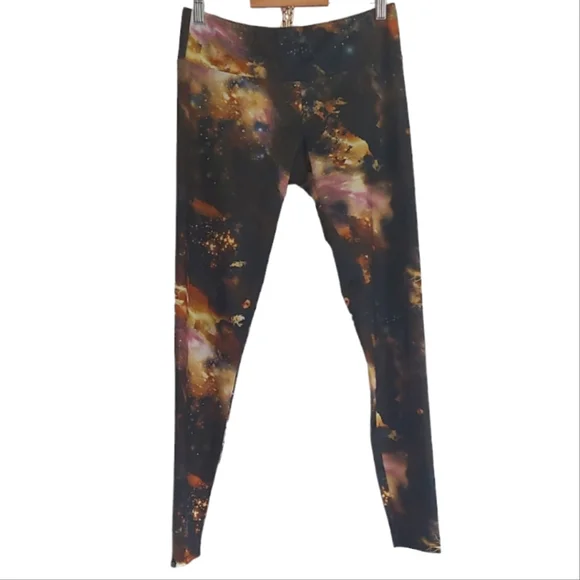 ONZIE Womens Size M/L Gym Leggings Yoga Trousers Galaxy Space Theme Print - Picture 1 of 7